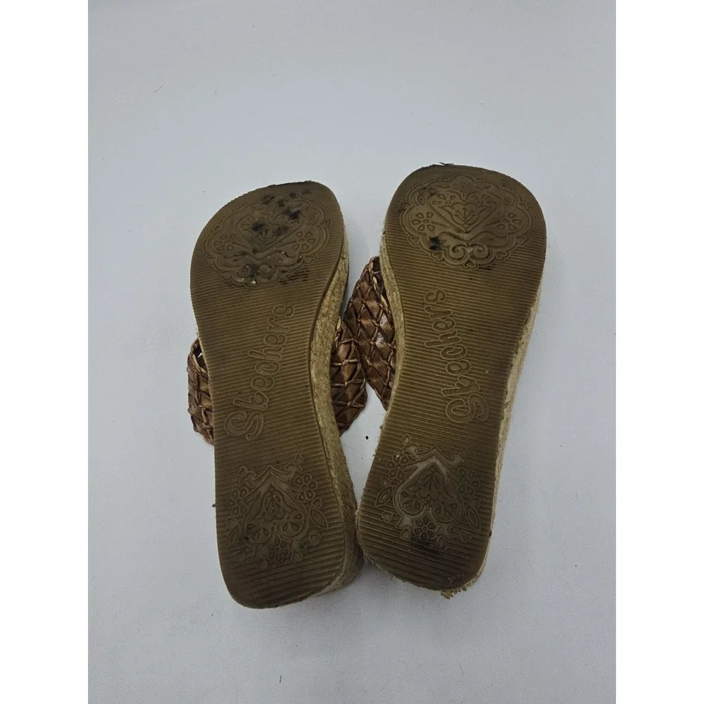 Vintage Skechers Cali Chunky Espadrille Woven Thong Wedge Sandals‎ Size 6.5 Y2K